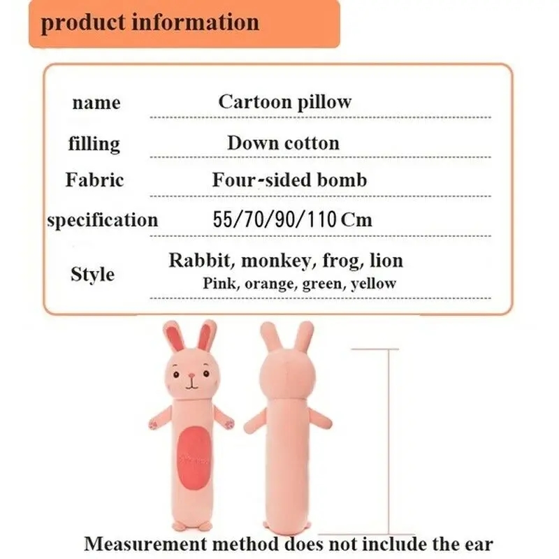 Cylindrical Cartoon Animal Pillow Rabbit Monkey Lazy Plush Toy Children Doll BM88 | Игрушки и хобби