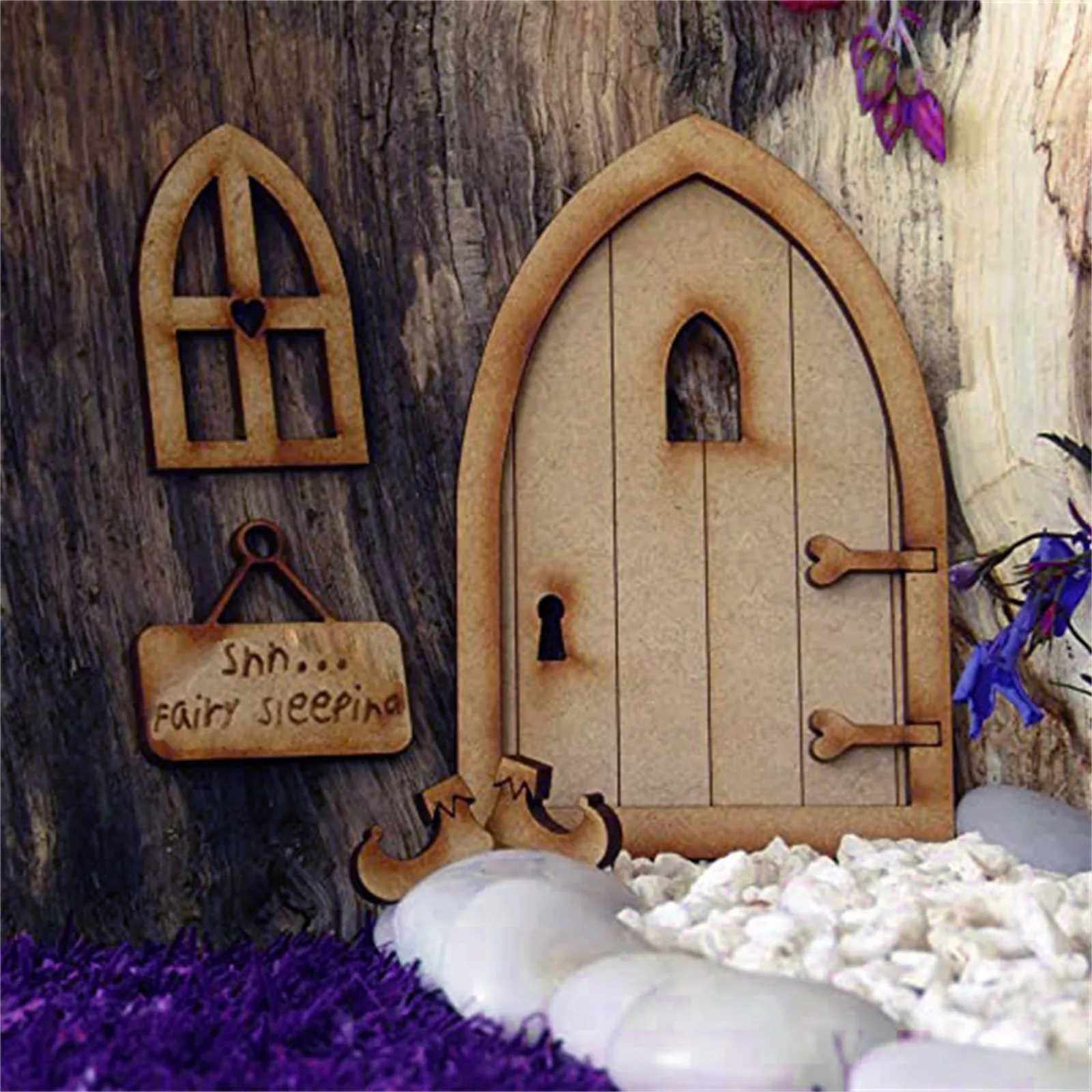 

Sleeping DIY 3D DIY Door Decoration Wooden Door Craft Kit with Flowe Micro Gardening Simulation Door Cute Creative Mini Door