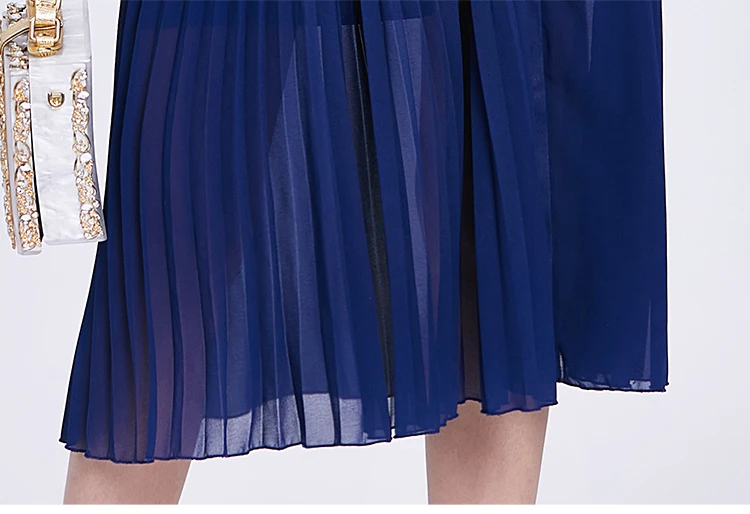 

Chiffon Female Short Sleeve Dress 2020 Summer Stand Collar Ruffles High Waist Streetwear Solid Color Pleated Party Long Dress