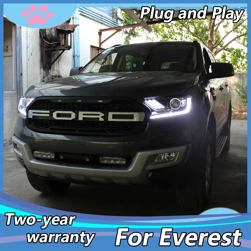 

Car Styling for Ford Everest Ranger Headlights 2016-2018 Dynamic Turn Signal LED Headlight DRL Hid Bi Xenon Auto Accessories