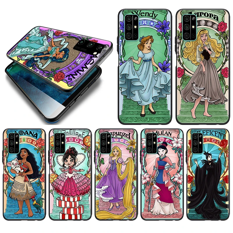

Disney Beautiful Princess For Honor 50 X20 SE V30 30i 30S 30 20S 20E 20 V20 Pro 5G Plus Lite Black Funda Capa Soft Phone Case