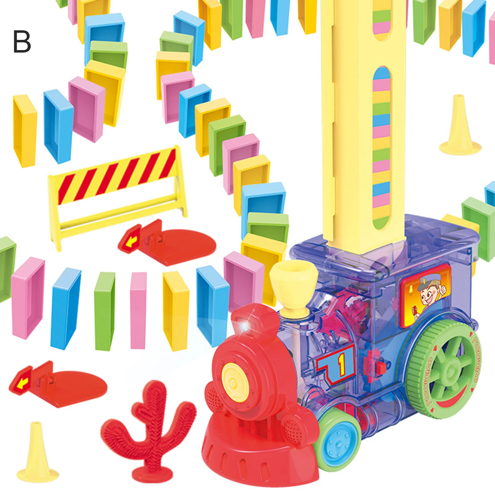 

Kids Electric Domino Train Light Music Automatic Building Blocks Puzzle Toys