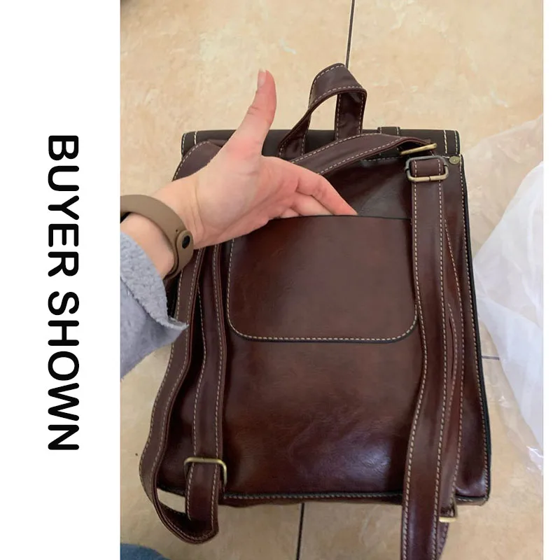 Винтажный женский рюкзак высокого качества кожаная Брендовая женская черная