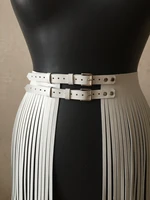 artificial leather handmade leather skirt short double belt skirts women faldas mujer moda 2020 clothes high waist streetwear