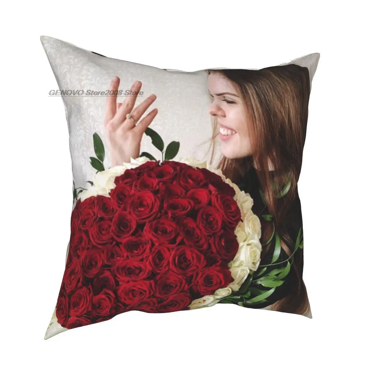 

Rote rose dekoration kissen abdeckung einfache stil 3D druck kissen kissen abdeckung 45cm leinen kissen abdeckung kultur