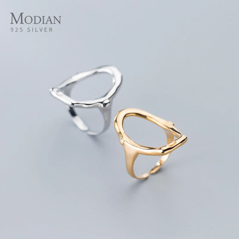 Modian Аутентичные 925 Серебро Золото Цвет нерегулярные выдалбливают овальное