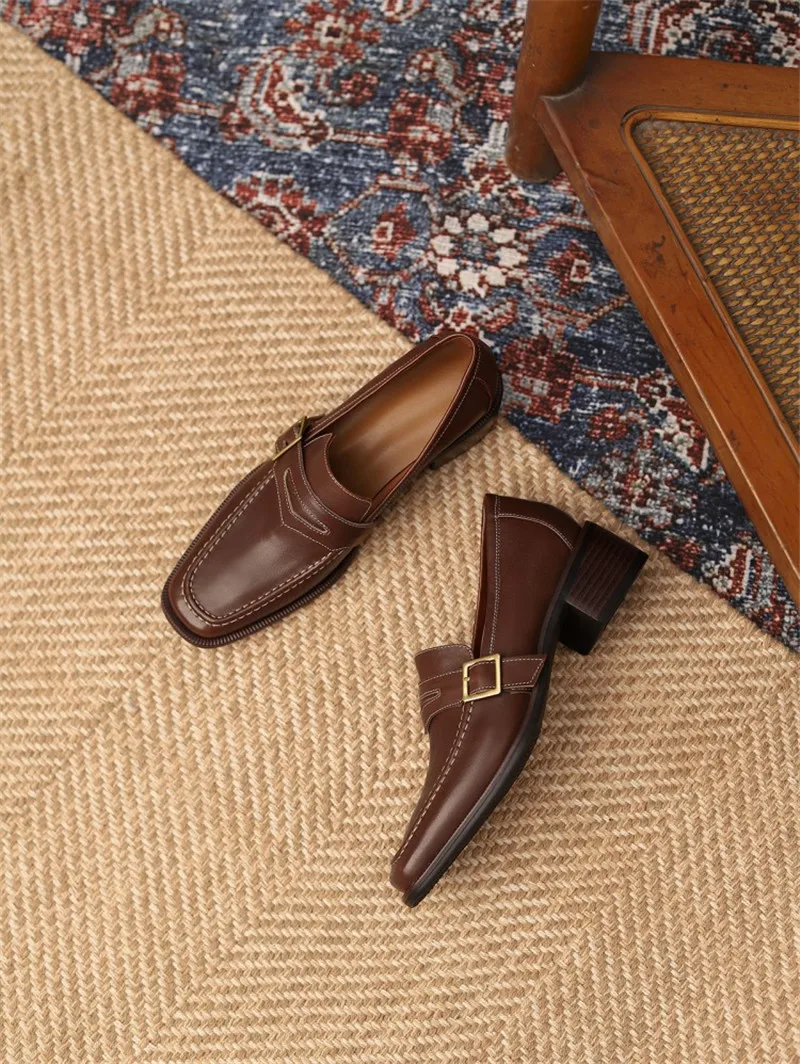 

Women Dress Shoes 2021 Luxury Slip On Flats Female Genuine Leather Loafers Damen Chaussure Femme Zapatos Mujer Massim Dutti Donn