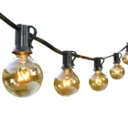 Водонепроницаемая светодиодная гирлянда G40, вольфрамовый шнурок с круглыми лампочками, уличное праздничное украшение для свадьбы, 30 футов, 25 футов