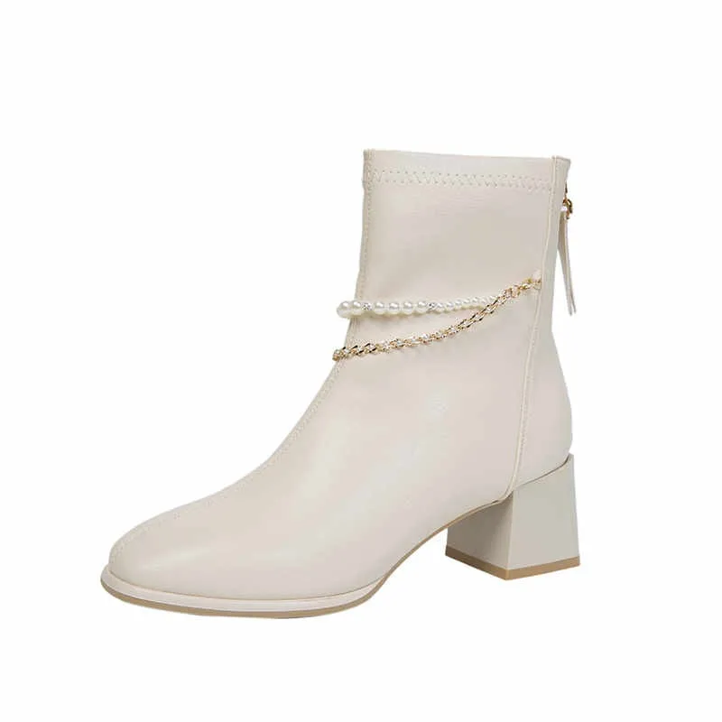 Brand Design Ladies Motorcycle Boots Fashion Lace-up Chain Thick Heel Casual Street Punk Couple Shoes Zapatos De Mujer