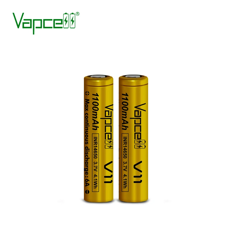 Free shipping Vapcell original INR 14650 1100mah 6A flat / button top lithium 3.7V battery for Flashlight/power tools batteries |