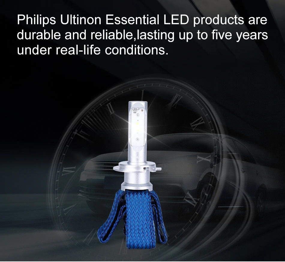 Philips H7 светодиодный H4 H8 H11 H16 9005 9006 9012 HIR2 HB3 HB4 Ultinon Эфирное светодиодный лампы для автомобилей 6000 К авто фары Противотуманные огни комплект из 2 предметов