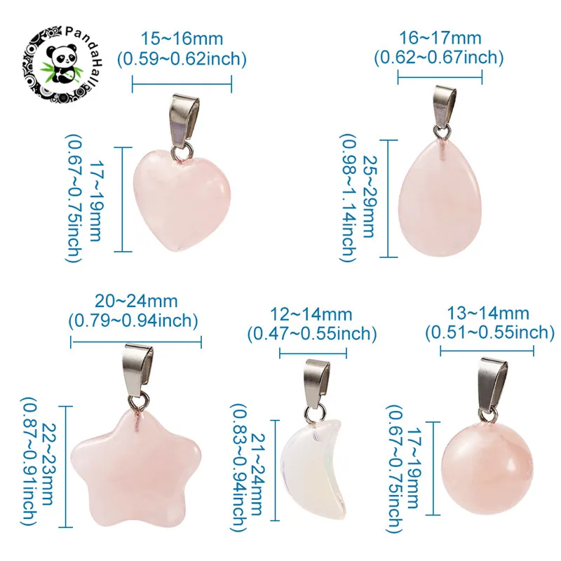 

pandahall 1 Set Natural/Synthetic Gemstone Pendants with Platinum Tone Brass Findings for Jewelry Findings Mixed Shapes