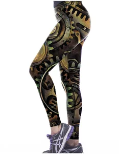 Новые штаны для йоги в стиле стимпанк, женские штаны для йоги с высокой талией, быстросохнущие штаны с 3D Цифровым принтом, спортивные облегающие штаны для фитнеса