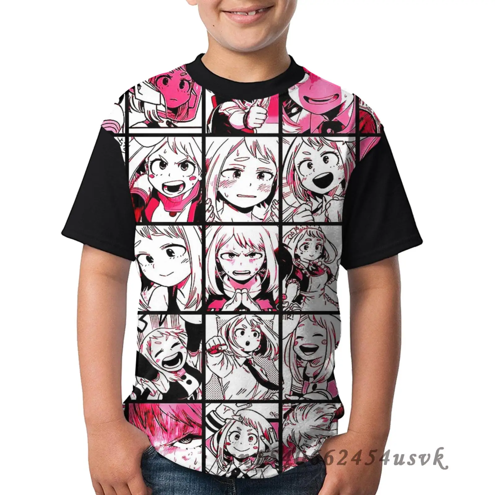 Забавный Графический Мужская футболка с рисунком футболки Uraraka Ochako коллаж