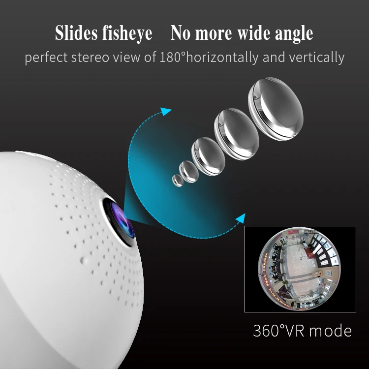 Weesee V380/iCSEE 1080P 2MP H.265 лампа панорамная VR рыбий глаз wifi IP камера