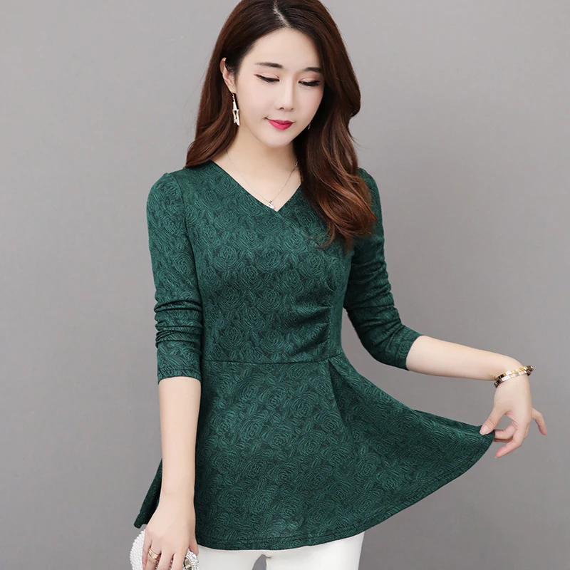 Женская утепленная Блузка с V-образным вырезом и длинным рукавом | одежда