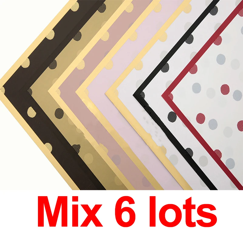 Mix 6lots 20 шт. новая упаковочная бумага для цветов в горошек, водонепроницаемая упаковочная бумага в виде роз, упаковочная бумага в горошек, цветочные упаковочные материалы - Цвет: Mix 6lots