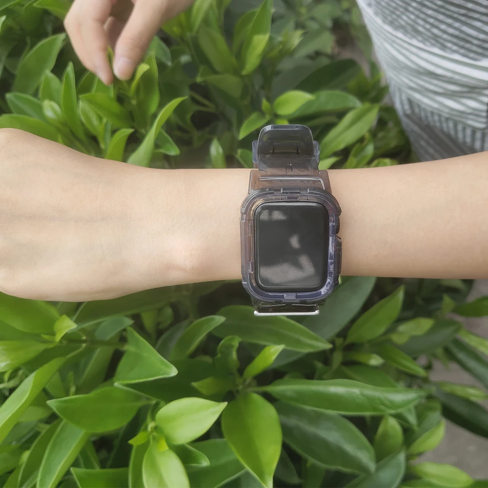 Горячий продавать прозрачный ремешок для Apple Watch серии 1 2 3 4 5 резиновый чехол Iwatch 38