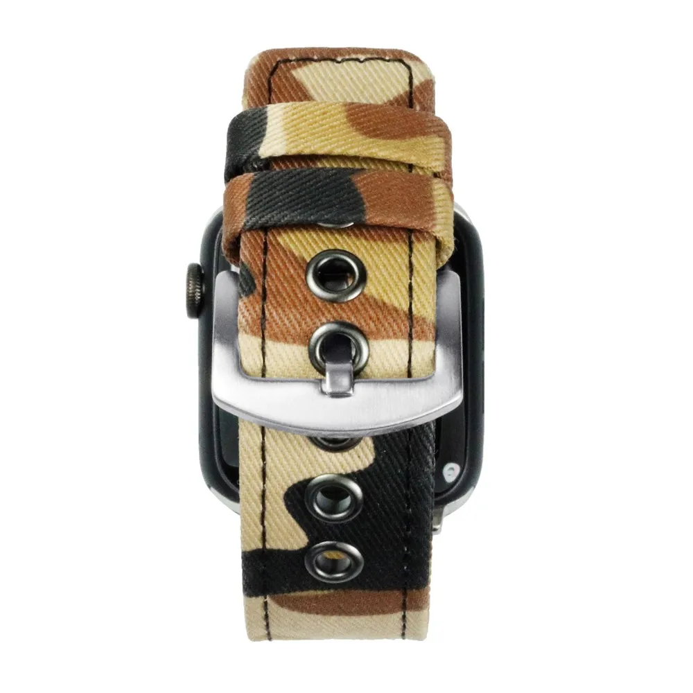 Повседневный джинсовый ремешок для Apple Watch Band Series 6/SE/5/4/3/2 Камуфляжный холщовый
