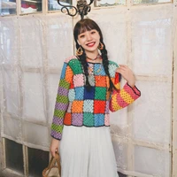 tiyihailey free shipping 2021 new fashion full sleeve spring and autumn short sweaters colorful tops hand made knitted crochet