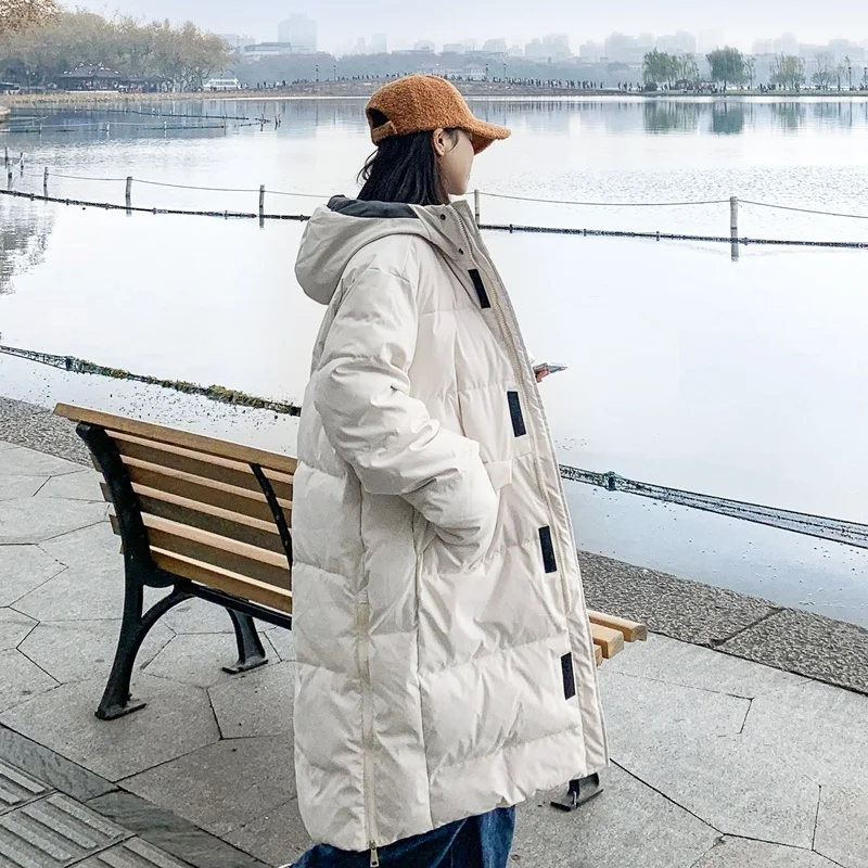 

Женская пуховая куртка из хлопка, Корейская версия, свободное зимнее плотное теплое пальто средней длины, новая парка для женщин, 2021