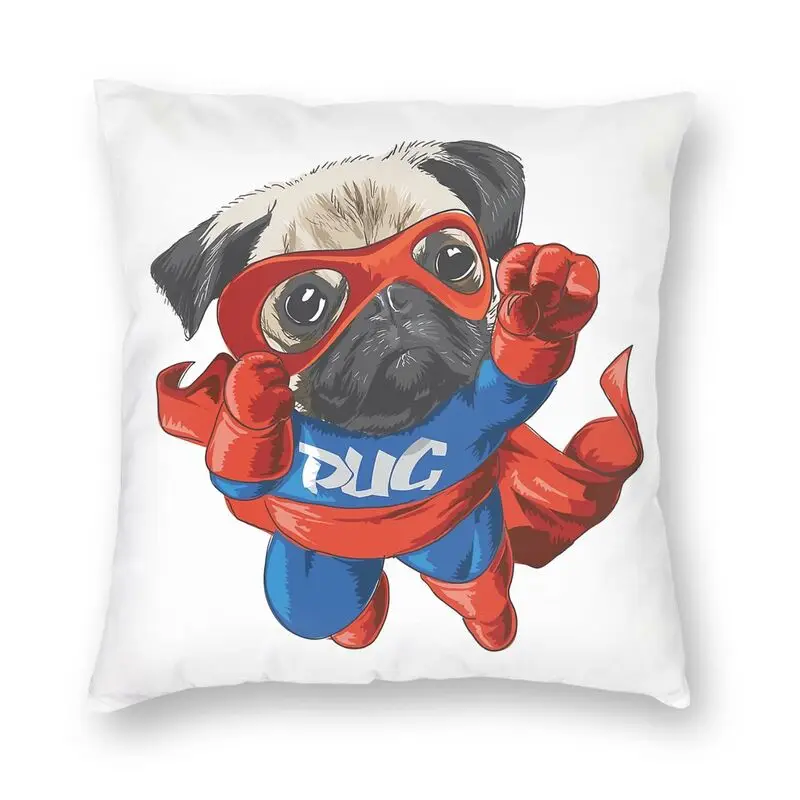 

Чехол с рисунком Super Pug Dog Летающая подушечка, мультяшный питомец, щенок, мягкая Скандинавская декоративная подушка для дома