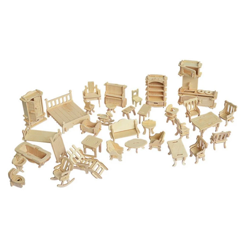 Миниатюрный 1:12 кукольный домик мебель для кукол мини 3D деревянная головоломка DIY строительные модели игрушки для детей подарок от AliExpress WW