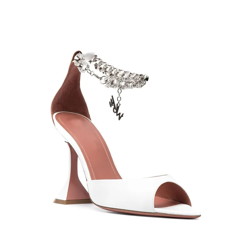 Женские босоножки с цепочкой роскошные дизайнерские брендовые туфли-лодочки