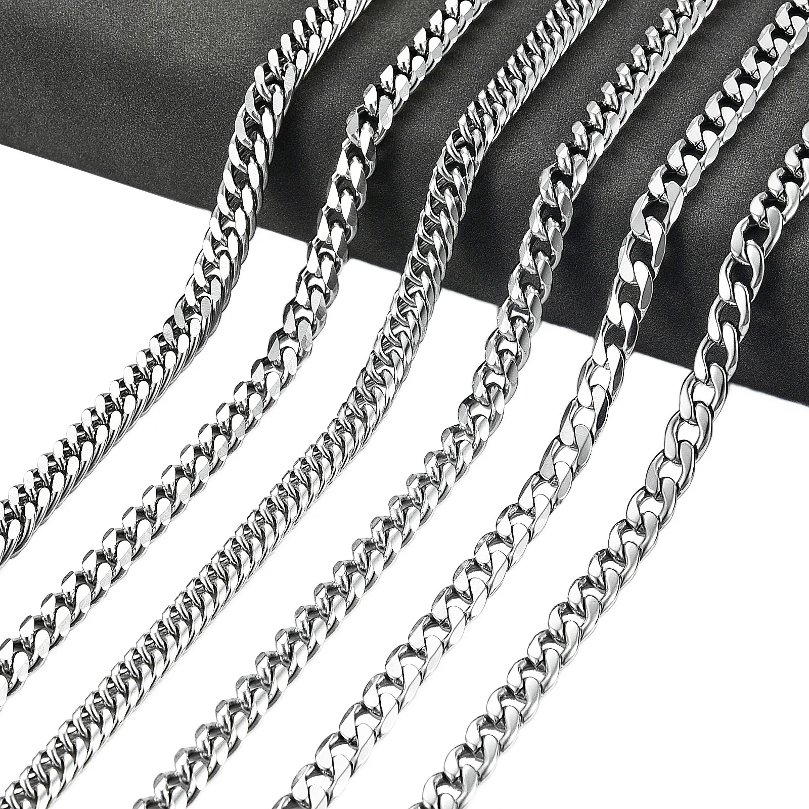 Men's Necklace Round Cuban Link Curb Chain Stainless Steel Jewelry Accessories Tone Punk Boy Male Christmas DIY Gifts Choker |