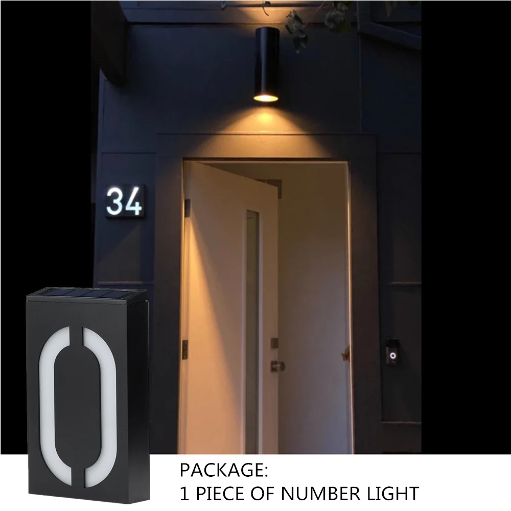 House Number Outdoor Solar Plate LED Door Numbers Signs Solar Number Outdoor Lighting Rechargeable House Number Light images - 6