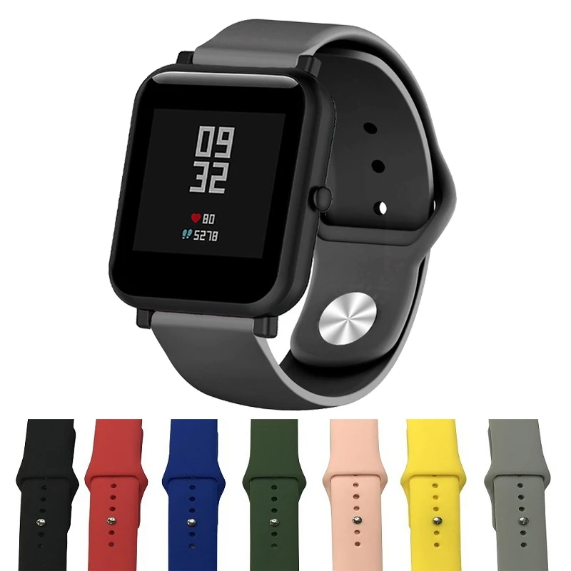 Силиконовый мягкий ремешок для Xiaomi Huami Amazfit Bip BIT Lite Youth Smart Watch наручный браслет
