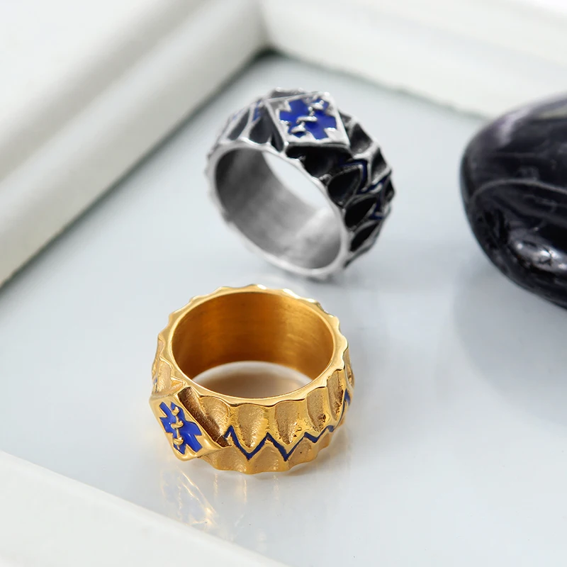 Ретро Старое титановое стальное кольцо мужской личности золотой Стальной Цвет 10