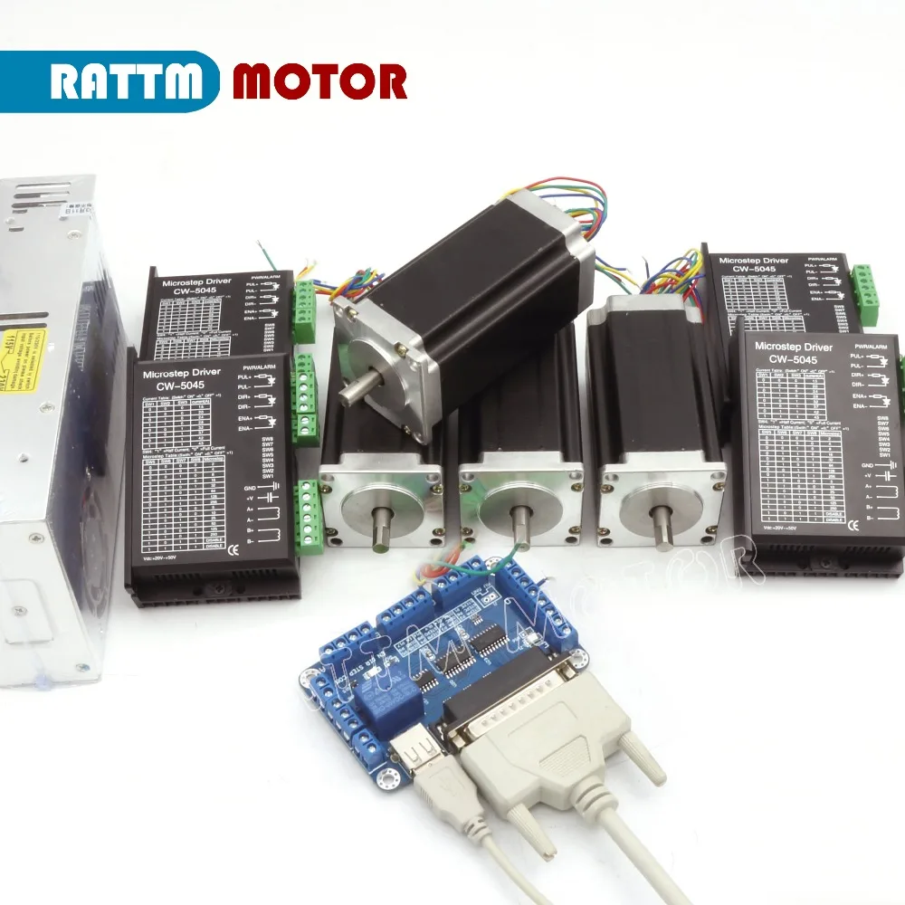 Набор контроллеров CNC 4-осевой шаговый двигатель NEMA 23 425 oz-in Dual shaft &amp 256 microstep motor driver
