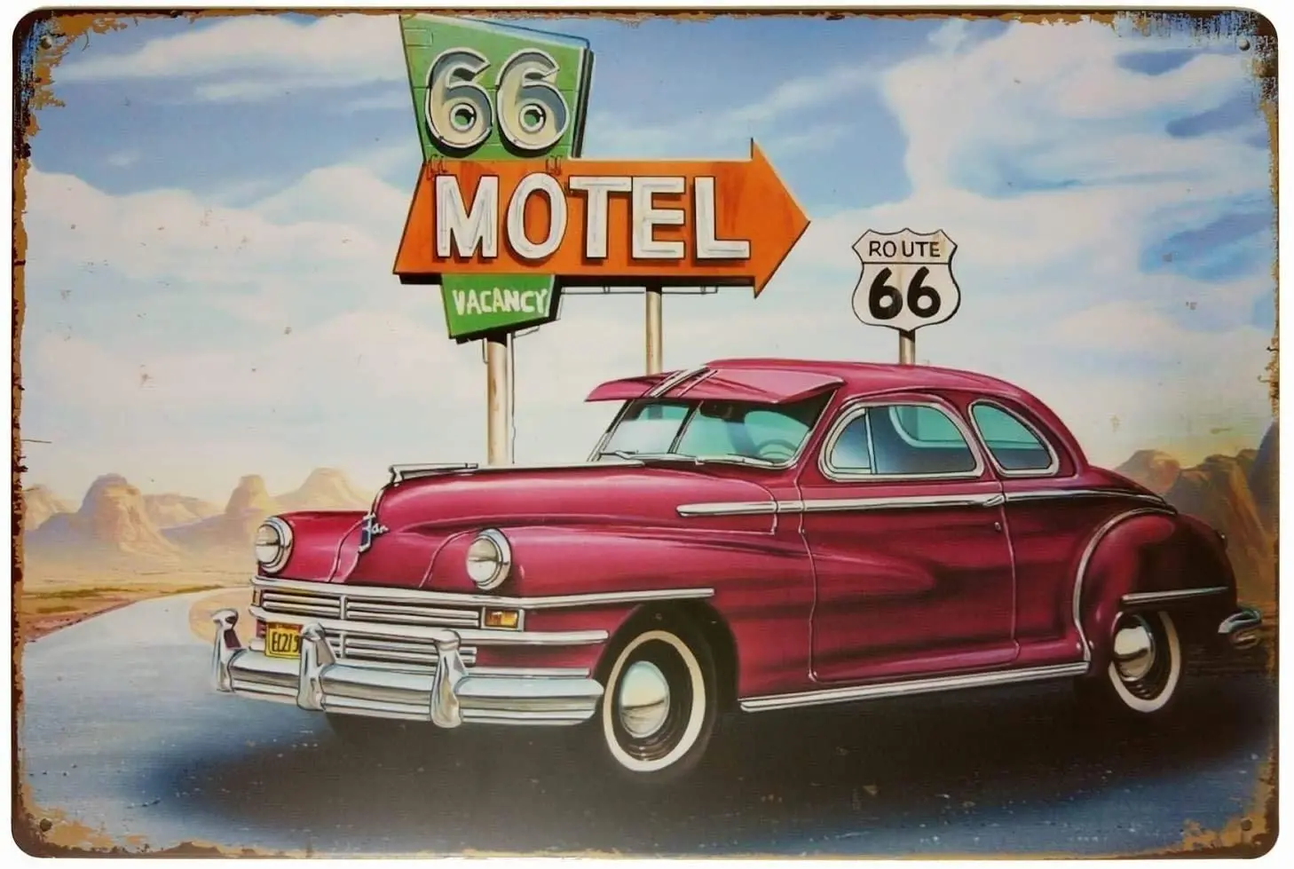

Motel 66 Route 66 Vacancy Retro Vintage Decor Metal Tin Sign 12 X 8 Inches
