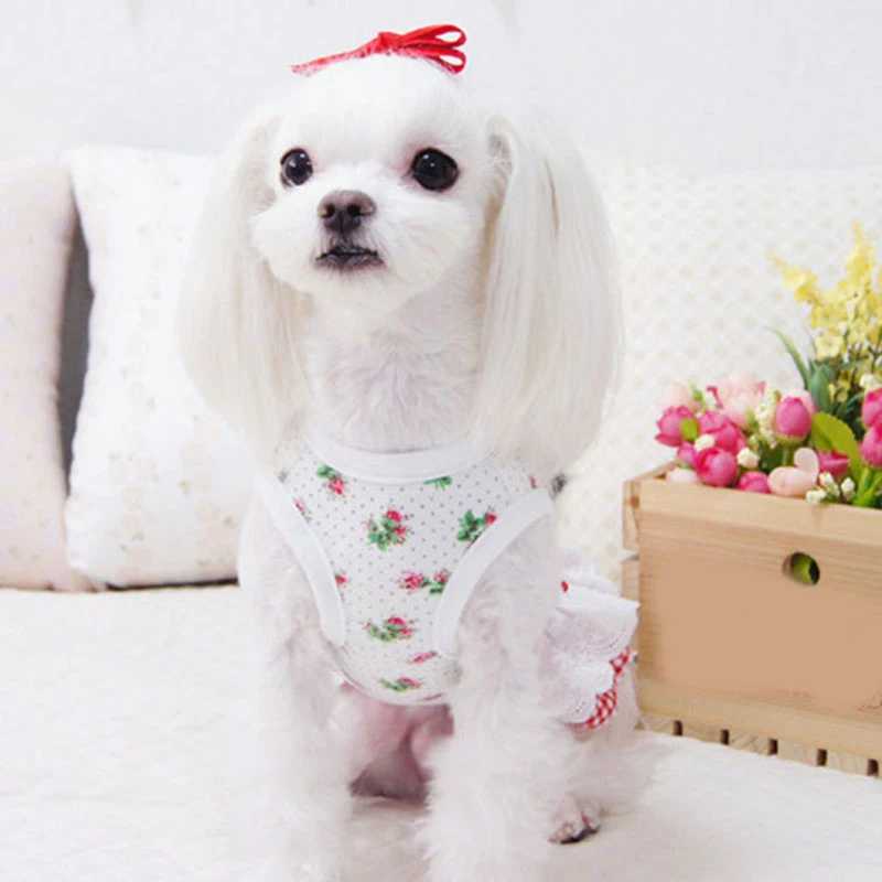 

Cat Pet Princess Dress Cute Printing Rose Flower Plaid Skirts Fresh Breathable Pet Dresses Universal Simplicity Pet Clothing New