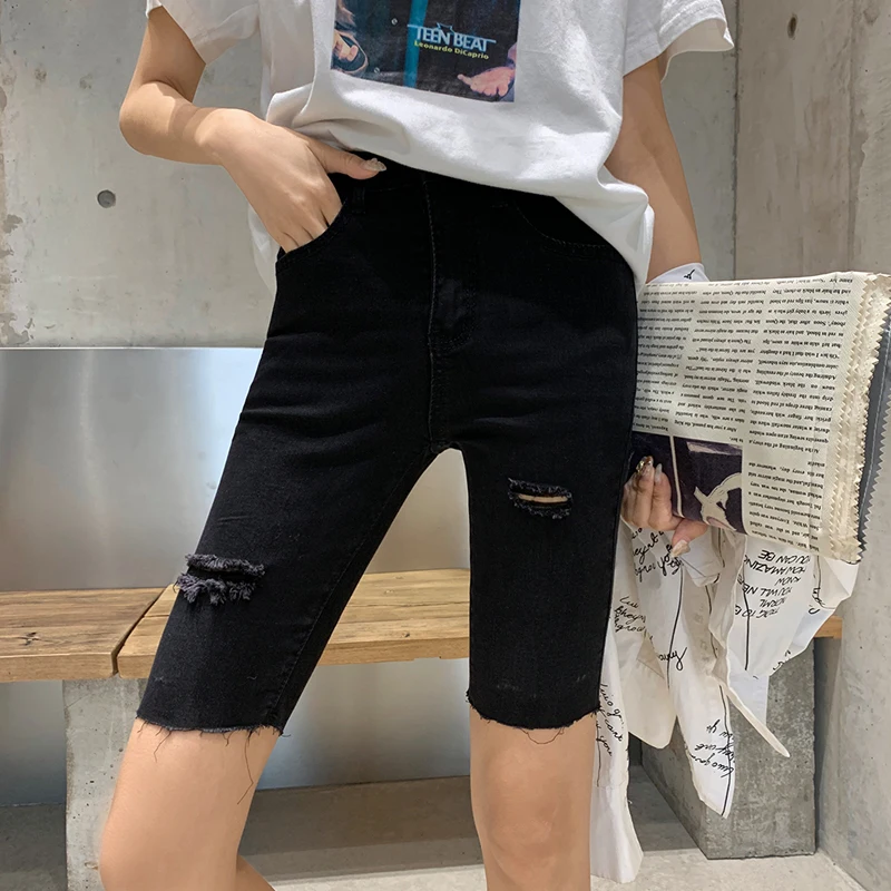 Женские джинсовые шорты с высокой талией модель 2021 года большие размеры