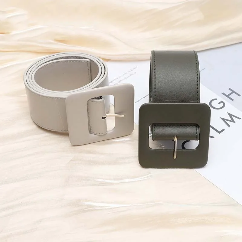 New Women Square Cortex Belts Wide Head Needle Buckle Deduction Waistband Casual Fashion Leather Belt Girdle KT39 | Аксессуары для