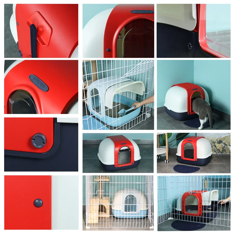 

Pets Bingo Cat Litter Box Fully Enclosed Splash-proof Large Cat Toilet Double Door Deodorant Kitten Bedpans for 7.5kg Pet Supply