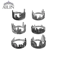 ailin custom 925 sterling silver city skyline rings men women personalized engraving ring name church customized jewelry gifts
