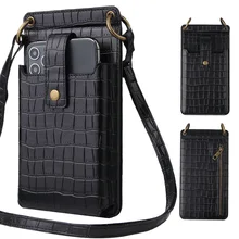 Alligator Pattern Phone Pocket Small Shoulder Bag For Women Mini Crossbody Messenger Card Bags Super Thin Ladies Mirror Pocket