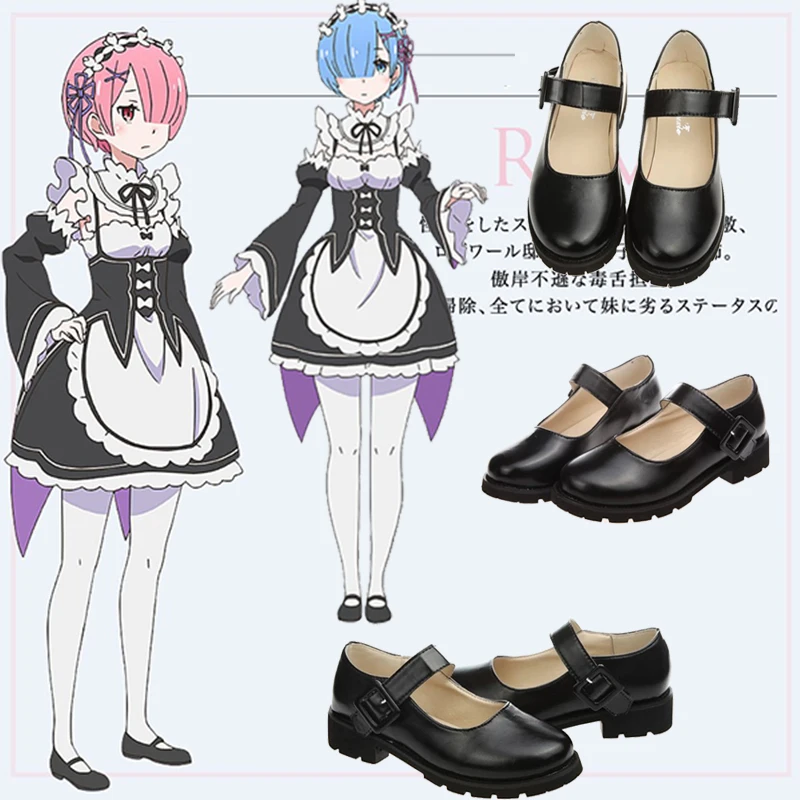 2020 Аниме Косплей Re: zero Ram Rem черная обувь для горничной школьные форменная Re синие
