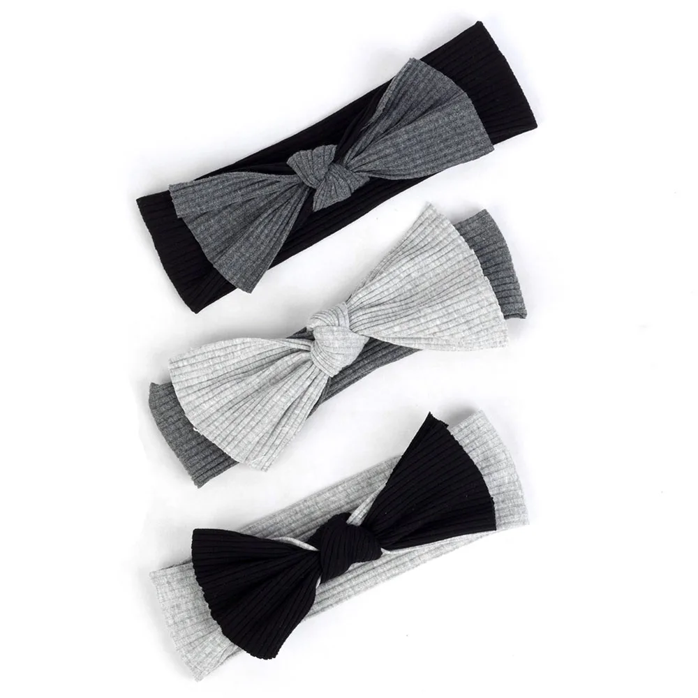 

Детская однотонная повязка на голову с бантом, украшение, мягкие эластичные головные уборы, вязаная модная детская повязка для волос, Повседневная повязка на голову