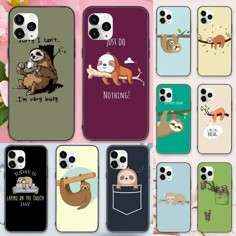 

Funny Cute sloth cartoon Animals Phone Case for iPhone 11 12 13 mini pro XS MAX 8 7 6 6S Plus X 5S SE 2020 XR Luxury brand funda