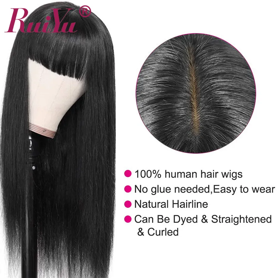 Парики из человеческих волос для женщин прямые парики с челкой средняя часть