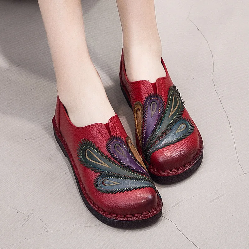 GKTINOO/Модная женская обувь из натуральной кожи на плоской подошве в народном стиле