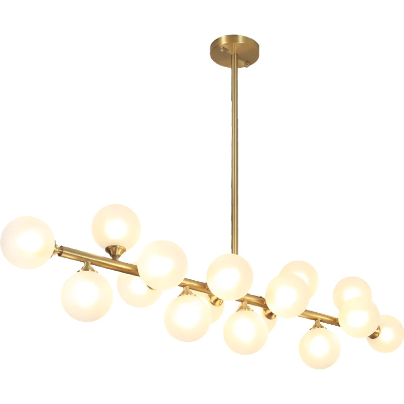 

Креативная постмодернизированная люстра из меди, длинная люстра со стеклянным шаром для гостиной, столовой, бара, индивидуальная