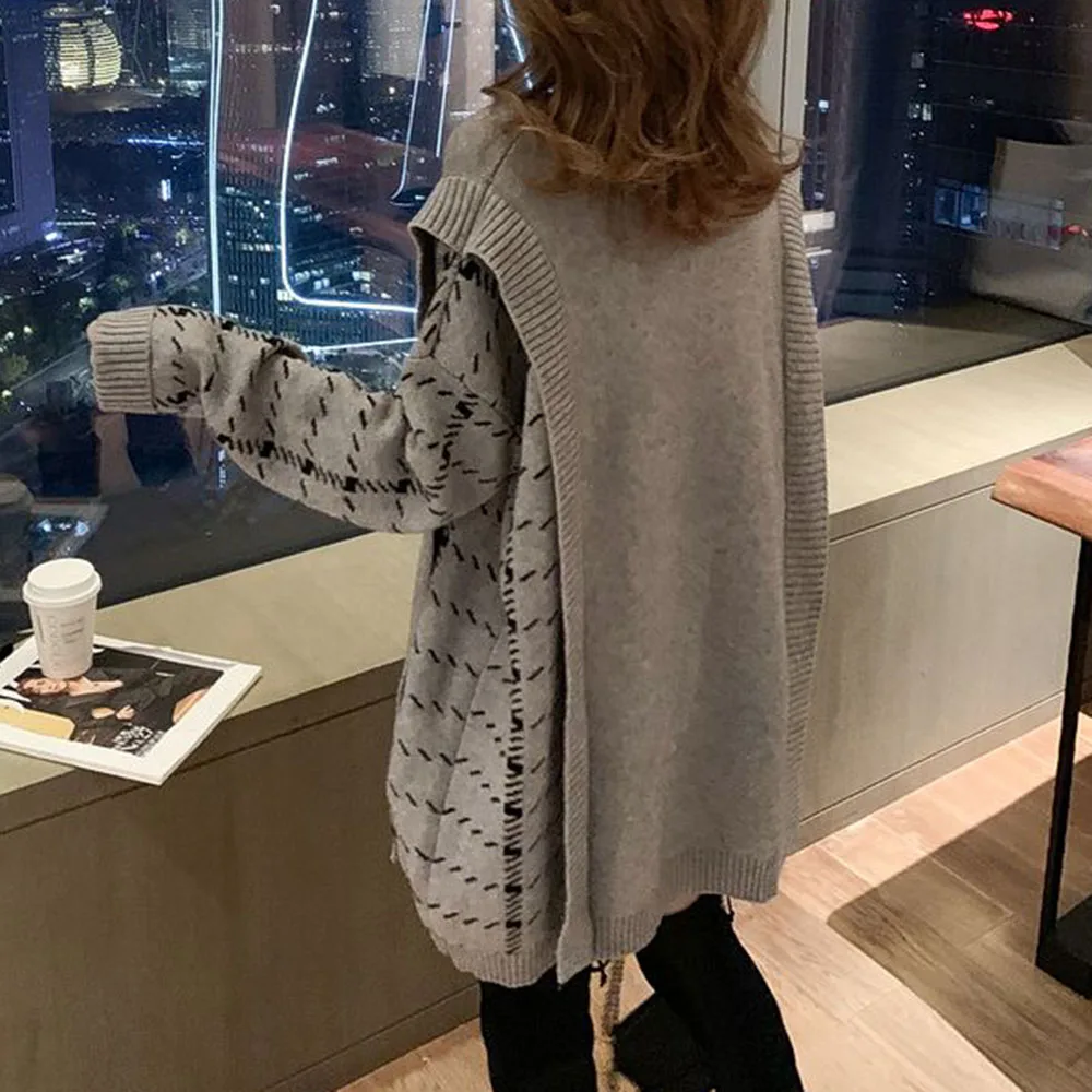 Зима 2020 новое трикотажное мини платье с высокой горловиной сшитое из двух частей