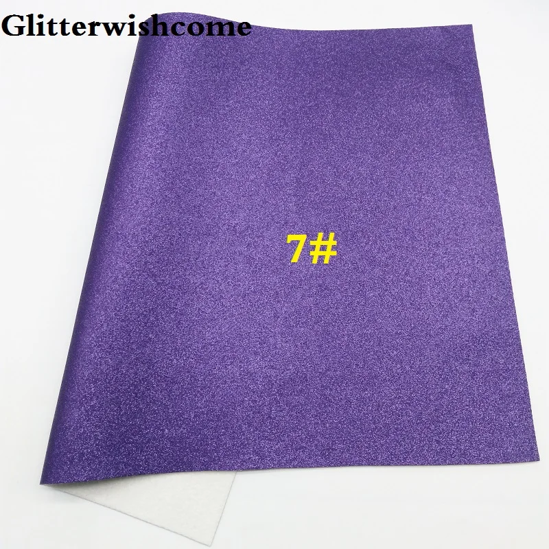 7 Glitterwishcome 30X134CM Mini Roll Sparkle Synthetic Leather, Metallic Leather, Faux PU Leather fabric Vinyl for Bows, GM051 - Цвет: 7