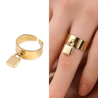 punk womens ring stainless steel rings chain rings open rings for women geometry ring ring lock charm chain rings jewelry gifts