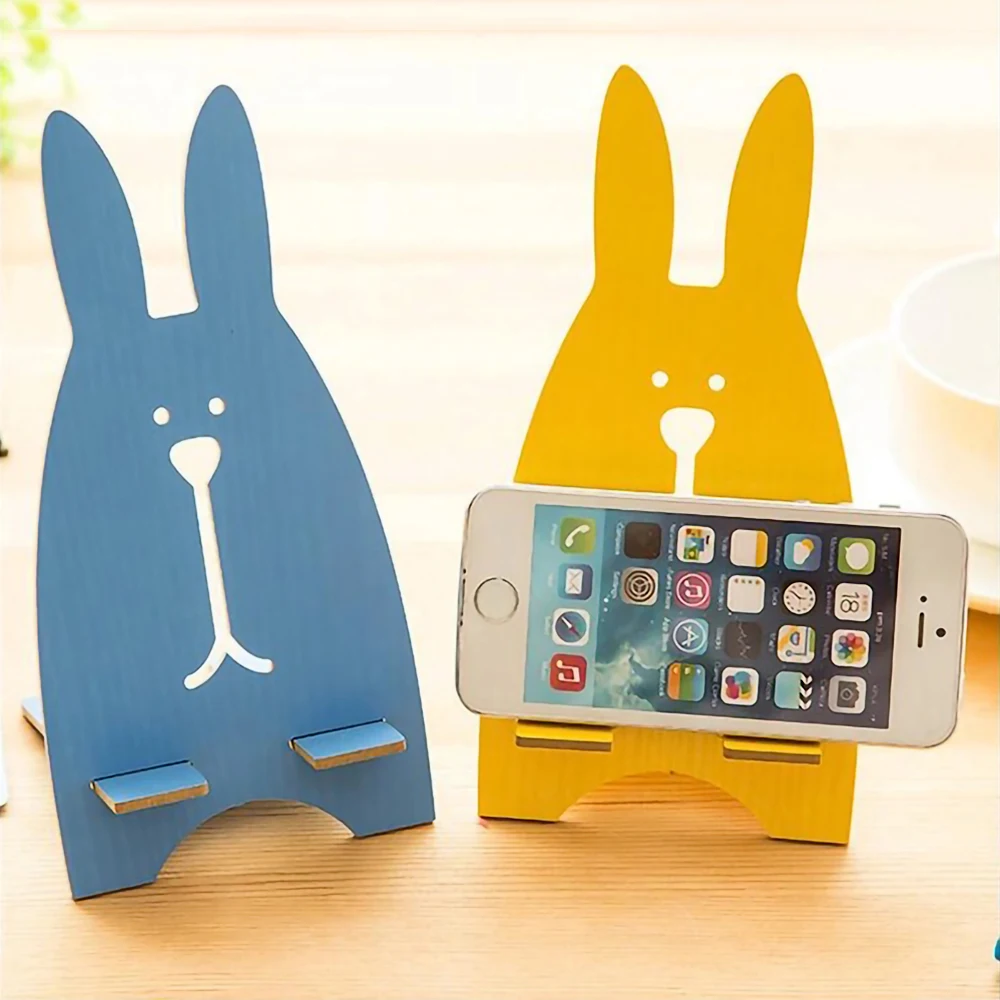 ihuigol cute bunny mobile phone holder desktop cell phone stand detachable for iphone 11 12 7 8 ipad samsung wood tablet support free global shipping